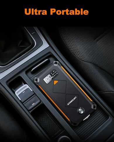 بطارية Jump Starter 3000A، [ابدأ تشغيل الكل في ثوانٍ] بطارية محمولة 12 فولت، بطارية مدمجة تصل إلى 10.0 لتر غاز ومحرك ديزل 8.0 لتر للسيارة مع شاشة LCD وإضاءة LED in Kuwait