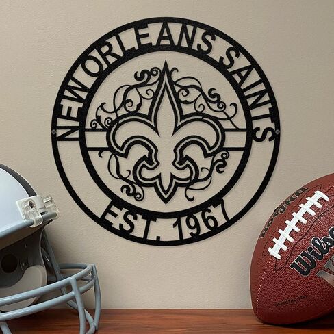 لافتة معدنية مقطوعة بالليزر من NFL New Orleans Saints، باللون الأسود in Kuwait