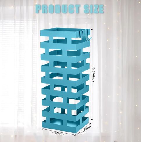 Tudomro Umbrella Stands for Entryway Large Metal Umbrella Holder with Removable Water Tray and Hooks Decor Freestanding Rectangular Umbrella Hollow Rack for Home Office (Blue, 6.3 x 5.5 x 16.5 Inch) in Saudi Arabia