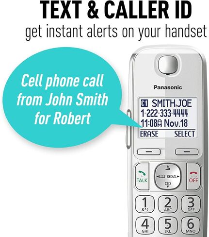 Panasonic Link2Cell Bluetooth Cordless DECT 6.0 Expandable Phone System with Answering Machine and Enhanced Noise Reduction - 4 Handsets - KX-TGE474S (Silver) in Saudi Arabia