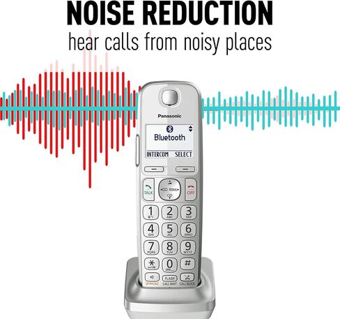 Panasonic Link2Cell Bluetooth Cordless DECT 6.0 Expandable Phone System with Answering Machine and Enhanced Noise Reduction - 4 Handsets - KX-TGE474S (Silver) in Saudi Arabia