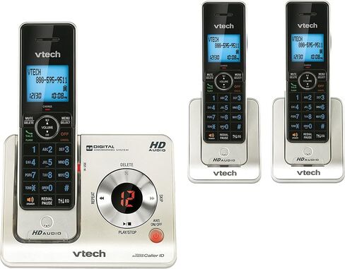 VTech Cordless Phone, DECT 6.0 Expandable, Silver, 3 Handsets with Caller ID/Call Waiting, Answering System, HD Audio, Speakerphone, Backlit Keypad & Display in Saudi Arabia