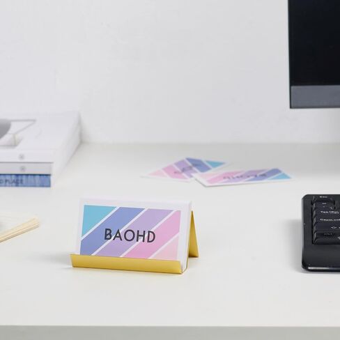 Metal Business Card Holder for Desk, Modern Business Card Holder Display, Aluminum Desktop Business Card Organizer, Business Name Card Stands, Gold in Saudi Arabia