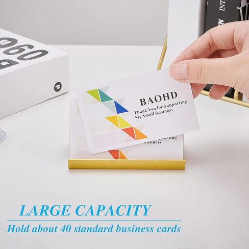 Metal Business Card Holder for Desk, Modern Business Card Holder Display, Aluminum Desktop Business Card Organizer, Business Name Card Stands, Gold in Saudi Arabia