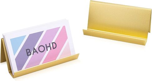 Metal Business Card Holder for Desk, Modern Business Card Holder Display, Aluminum Desktop Business Card Organizer, Business Name Card Stands, Gold in Saudi Arabia