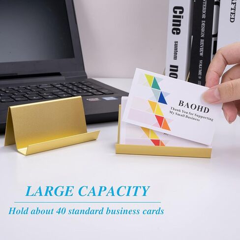 Metal Business Card Holder for Desk, Modern Business Card Holder Display, Aluminum Desktop Business Card Organizer, Business Name Card Stands, Gold in Saudi Arabia