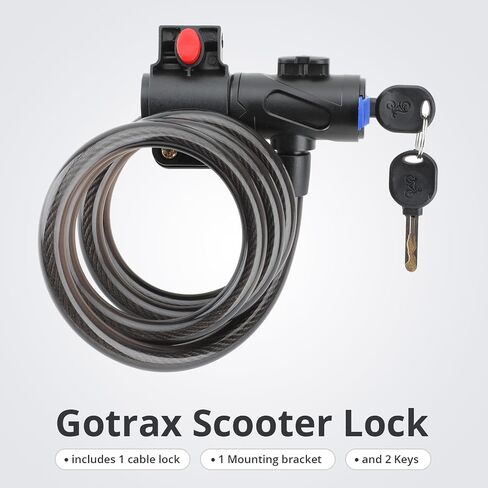 Gotrax LockGuard Scooter Locks, 4 Feet Bike Locks Cable, Heavy Duty Anti Theft Bicycle Lock with Mounting Bracket and 2 Keys, Cable Lock Suitable for Scooters and Bikes (Key Lock) in Saudi Arabia