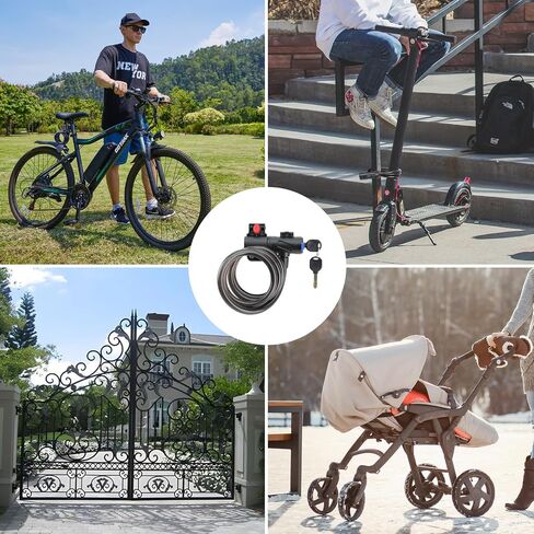 Gotrax LockGuard Scooter Locks, 4 Feet Bike Locks Cable, Heavy Duty Anti Theft Bicycle Lock with Mounting Bracket and 2 Keys, Cable Lock Suitable for Scooters and Bikes (Key Lock) in Saudi Arabia