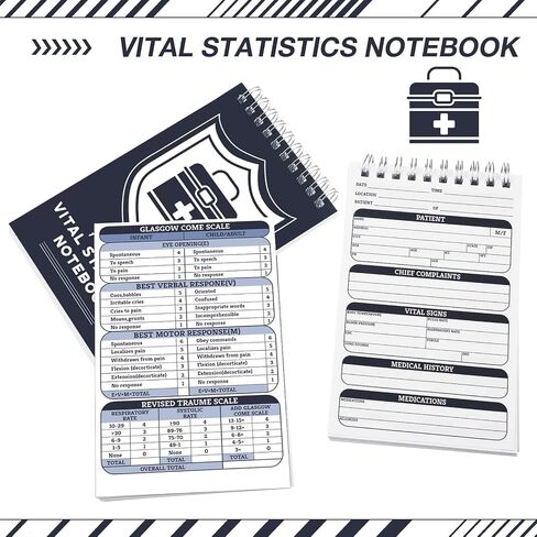 Glenmal 6 Pack First Responders Vital Statistics Notebook Medical Notebook for Vital Signs and Additional Patient Information 420 Pages in Saudi Arabia