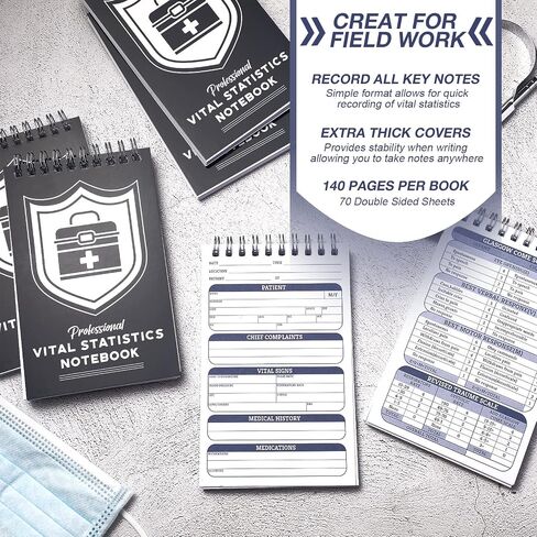 Glenmal 6 Pack First Responders Vital Statistics Notebook Medical Notebook for Vital Signs and Additional Patient Information 420 Pages in Saudi Arabia