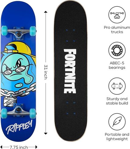 Fortnite 31" Skateboard - Cruiser Skateboard with Printed Graphic Grip Tape, ABEC-5 Bearings, Durable Deck & Smooth Wheels, Great for Teens in Saudi Arabia
