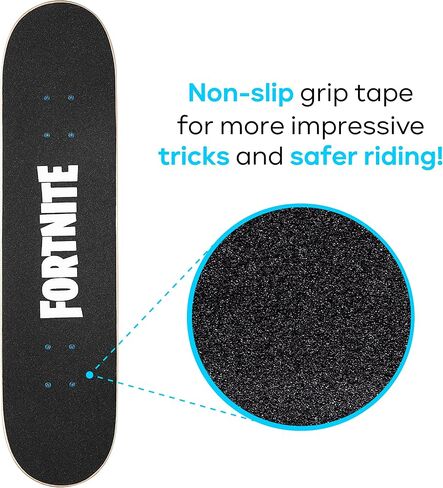 Fortnite 31" Skateboard - Cruiser Skateboard with Printed Graphic Grip Tape, ABEC-5 Bearings, Durable Deck & Smooth Wheels, Great for Teens in Saudi Arabia