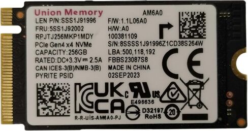 ذاكرة OEM Union Memory 256GB M.2 PCI-e GEN 4X4 NVME SSD محرك الحالة الصلبة الداخلي 42 مم 2242 عامل الشكل M Key in Kuwait