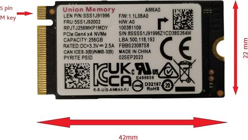 ذاكرة OEM Union Memory 256GB M.2 PCI-e GEN 4X4 NVME SSD محرك الحالة الصلبة الداخلي 42 مم 2242 عامل الشكل M Key in Kuwait