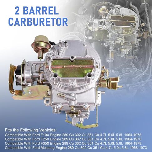 RADHLBNIU 2 Barrel Carburetor Compatible with Ford Mustang 289 302 351 Cu Jeep 360 Cu Engine, Replace Motorcraft 2100 2150 Carb Electric Choke in Saudi Arabia