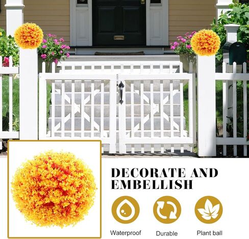 Healifty Home Decor Home Decor Artificial Boxwood Topiary Plant Decorative Faux Boxwood Lifelike Plant Sphere for Indoor Outdoor Garden Lawn Wedding Party Decor Orange Artificial Plants Fake Plants in Kuwait