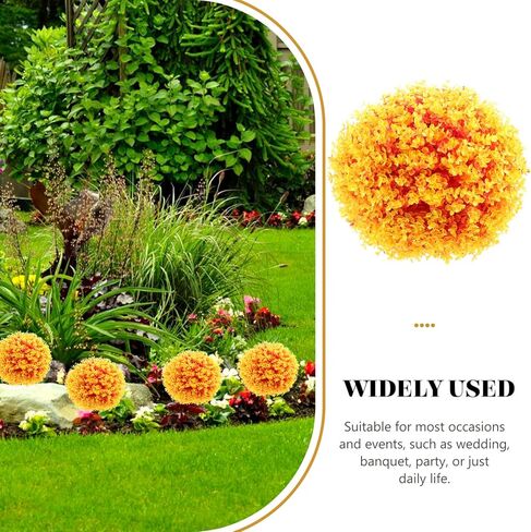 Healifty Home Decor Home Decor Artificial Boxwood Topiary Plant Decorative Faux Boxwood Lifelike Plant Sphere for Indoor Outdoor Garden Lawn Wedding Party Decor Orange Artificial Plants Fake Plants in Kuwait