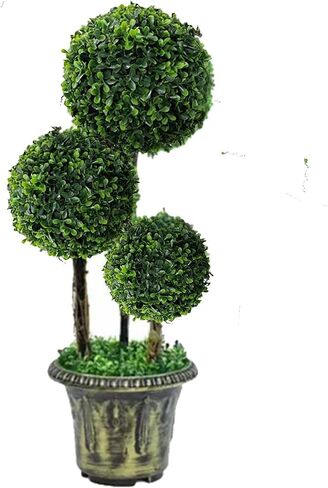 Artificial Boxwood Topiary Tree, 3FT(36") Faux Fake Greenery Plants Ball Tree, Leaves & Cement-Filled Plastic Flower Pot Decorative Topiary Trees for Porch Home Office Indoor Outdoor in Saudi Arabia
