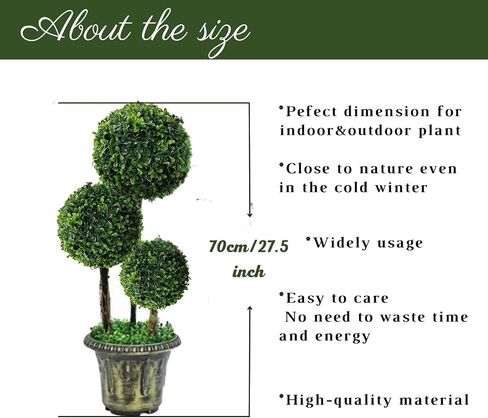 Artificial Boxwood Topiary Tree, 3FT(36") Faux Fake Greenery Plants Ball Tree, Leaves & Cement-Filled Plastic Flower Pot Decorative Topiary Trees for Porch Home Office Indoor Outdoor in Saudi Arabia