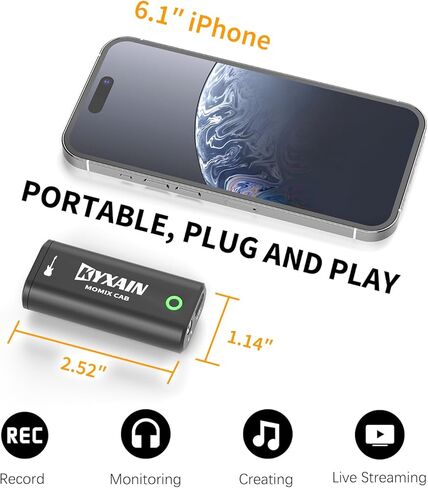 واجهة صوت جيتار محمولة، بطاقة صوت تسجيل داخلية بجيب KYXAIN مع نوع C للبث المباشر، توصيل وتشغيل Android والكمبيوتر الشخصي، Lightning to Type-C لأجهزة iPad وiPhone in Kuwait