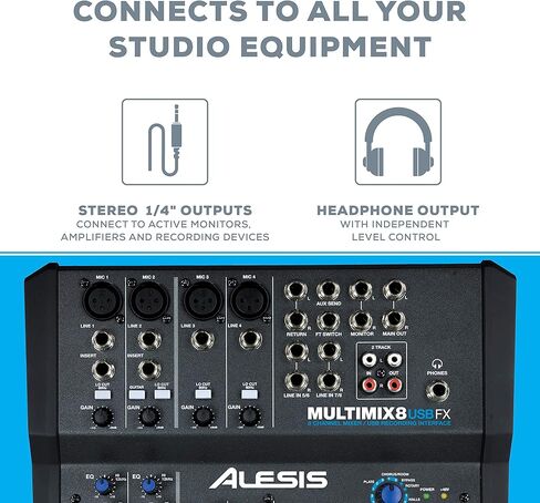 خلاط استوديو Alesis MultiMix 4 USB FX & Marantz Pro MPM1000-4 مع تأثيرات مدمجة وواجهة صوت USB وميكروفون مكثف XLR in Kuwait