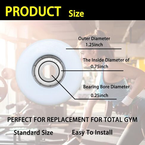 Upgraded Set of 4 Rollers Kit Replacement for Total Gym Wheels/Rollers, Fit for Total Gym Models: 2000, 3000, some 3000 XL, and a few very early XL, 15 Year Warranty in Kuwait