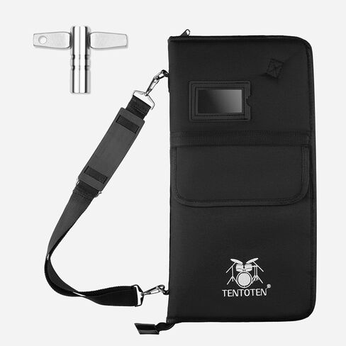 Drumstick Bag Thickened Drum Stick Bag with Shoulder Strap, Large Capacity Drum Sticks Bag for Drumsticks and Mallets Up to 15 Pairs, Black in Saudi Arabia