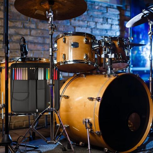 Drumstick Bag Thickened Drum Stick Bag with Shoulder Strap, Large Capacity Drum Sticks Bag for Drumsticks and Mallets Up to 15 Pairs, Black in Saudi Arabia