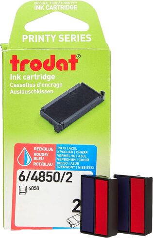 Trodat T4850 Printy Replacement Pad for Trodat Self-Inking Stamps, 0.19" x 1", Blue/Red in Saudi Arabia