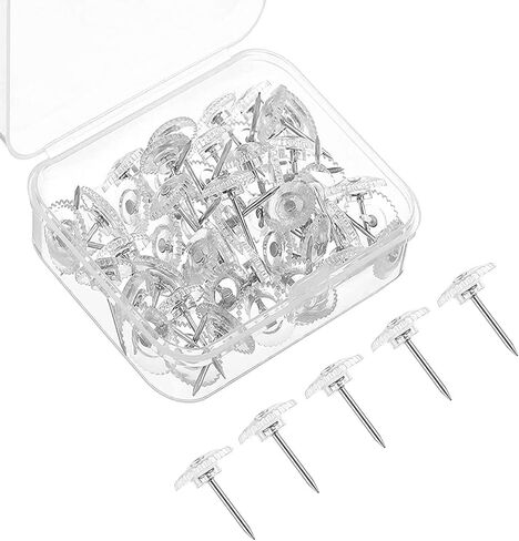 100 PCS Clear Push Pins, Plastic Thumb Tacks for Wall, Wall Tacks for Hanging, Standard Clear Plastic Head and Steel Point Push Pins for Cork Board in Saudi Arabia