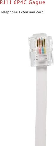 سلك كابل تمديد الهاتف الثابت بطول 20 قدم مع قابس RJ-11 6P4C قياسي (أبيض 6M، 2 حزمة) in Kuwait