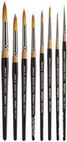 KINGART B-070 Premium 8 pc. Original Gold 9000 Series Round Brush Set, Synthetic Golden Taklon for Acrylic, Oil, Watercolor Paint, Short Handle, 8 Brushes Sizes: 1, 2, 4, 6, 8, 10, 12, 14 in Saudi Arabia