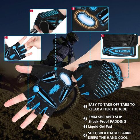 MOREOK Mens Cycling Gloves,Half Finger Biking Glove MTB DH Road Bicycle Gloves Gel Pad Shock-Absorbing Anti-Slip Breathable Motorcycle Mountain Bike Gloves Unisex Women in Saudi Arabia