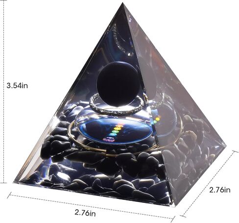 NiHome Handcrafted Orgone Crystal Pyramid with Natural Amethyst & Obsidian - Natural Resin & Gold Foil Energy Balancing Stress Relief Healing Crystal for Meditation, Yoga & Spiritual Growth (Purple) in Saudi Arabia