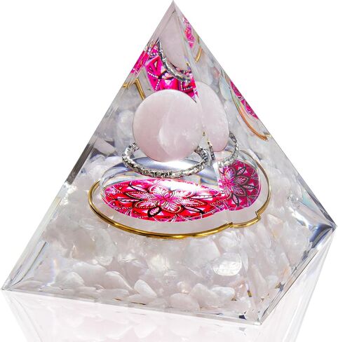 NiHome Handcrafted Orgone Crystal Pyramid with Natural Amethyst & Obsidian - Natural Resin & Gold Foil Energy Balancing Stress Relief Healing Crystal for Meditation, Yoga & Spiritual Growth (Purple) in Saudi Arabia