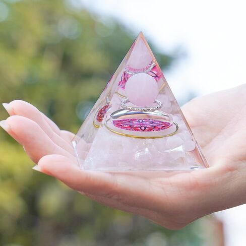 NiHome Handcrafted Orgone Crystal Pyramid with Natural Amethyst & Obsidian - Natural Resin & Gold Foil Energy Balancing Stress Relief Healing Crystal for Meditation, Yoga & Spiritual Growth (Purple) in Saudi Arabia