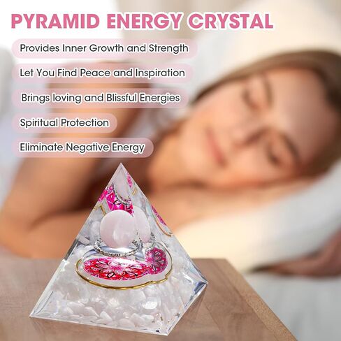 NiHome Handcrafted Orgone Crystal Pyramid with Natural Amethyst & Obsidian - Natural Resin & Gold Foil Energy Balancing Stress Relief Healing Crystal for Meditation, Yoga & Spiritual Growth (Purple) in Saudi Arabia