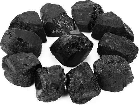 مجموعة بلورات التورمالين السوداء من MAIBAOTA، بلورات شفاء طبيعية من حجر الكريستال بوزن 1 رطل لتهدئة وتنقية الطاقة، حجر خام غير منتظم للسقوط والتلميع وتغليف الأسلاك واليكا والريكي in Kuwait