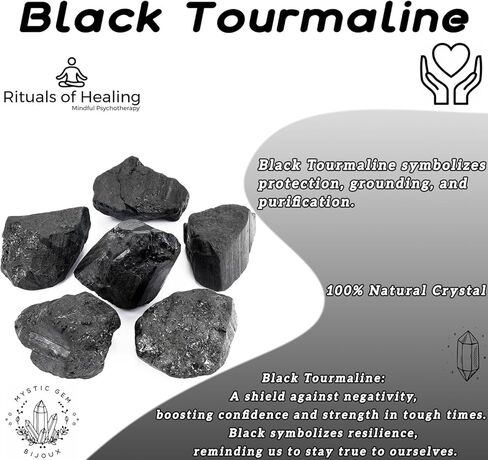 مجموعة بلورات التورمالين السوداء من MAIBAOTA، بلورات شفاء طبيعية من حجر الكريستال بوزن 1 رطل لتهدئة وتنقية الطاقة، حجر خام غير منتظم للسقوط والتلميع وتغليف الأسلاك واليكا والريكي in Kuwait