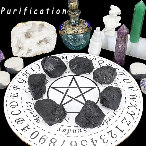 مجموعة بلورات التورمالين السوداء من MAIBAOTA، بلورات شفاء طبيعية من حجر الكريستال بوزن 1 رطل لتهدئة وتنقية الطاقة، حجر خام غير منتظم للسقوط والتلميع وتغليف الأسلاك واليكا والريكي in Kuwait