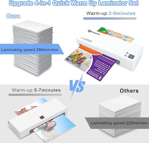 آلة تغليف، آلة تغليف حرارية وباردة 4 في 1 مع 50 قطعة من أوراق التغليف، آلة تغليف شخصية مقاس 9 بوصات مع قاطع ورق ومستدير زاوية للاستخدام في المكاتب التجارية والمنزل والمدرسة in Kuwait