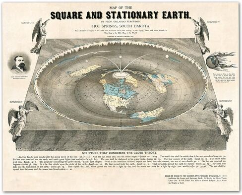 Flat Earth Map of the Square and Stationary Earth - 11x14 1893 Map by Orlando Ferguson This Map Is of the World in Saudi Arabia