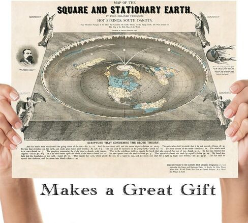 Flat Earth Map of the Square and Stationary Earth - 11x14 1893 Map by Orlando Ferguson This Map Is of the World in Saudi Arabia