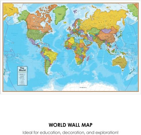 خريطة الحائط العالمية من سلسلة Waypoint Geographic المعاصرة، ملصق خريطة العالم مصفح، فن جداري تعليمي للمنزل أو الفصل الدراسي أو المكتب، هدايا فريدة، 24 بوصة × 36 بوصة in Kuwait