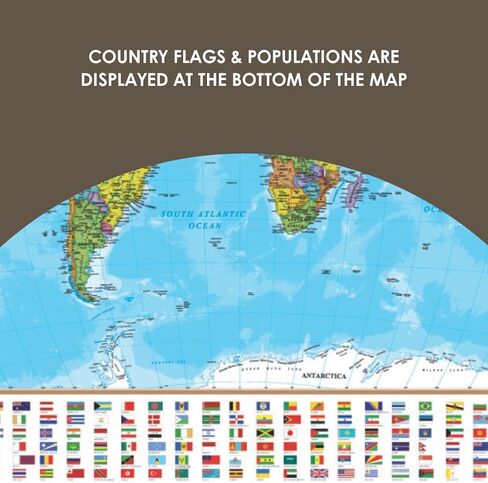 خريطة الحائط العالمية من سلسلة Waypoint Geographic المعاصرة، ملصق خريطة العالم مصفح، فن جداري تعليمي للمنزل أو الفصل الدراسي أو المكتب، هدايا فريدة، 24 بوصة × 36 بوصة in Kuwait