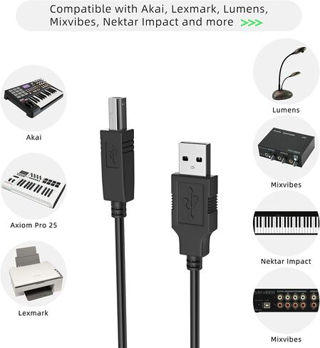 كابل USB 6.6ft لطابعة HP Deskjet 2512 2514 2520HC 2540 2541 2542 2543 2544 in Saudi Arabia