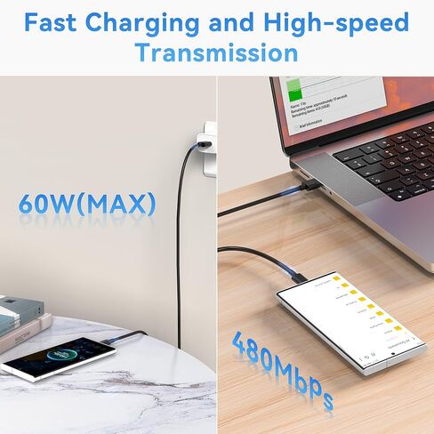 USB A to USB C Cable 5FT (3 Pack), Type C Fast Charging Cord, 20V/3A 60W(MAX) Charger Compatible with Samsung S21 S20 S10 S9 S8, Note 10/9/8, Google Pixel, LG G5/6/7, Moto Z, HTC, Lumia 950 in Saudi Arabia