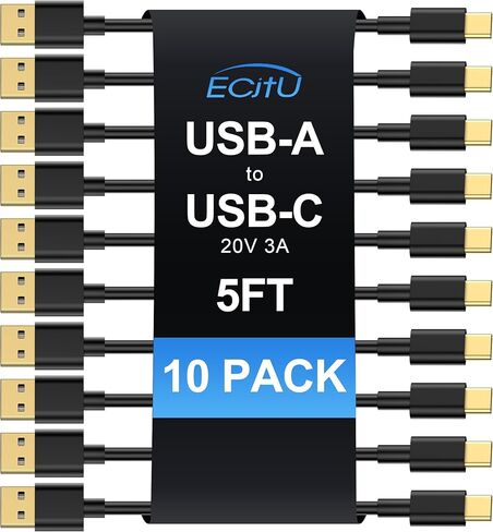 USB A to USB C Cable 5FT (3 Pack), Type C Fast Charging Cord, 20V/3A 60W(MAX) Charger Compatible with Samsung S21 S20 S10 S9 S8, Note 10/9/8, Google Pixel, LG G5/6/7, Moto Z, HTC, Lumia 950 in Saudi Arabia