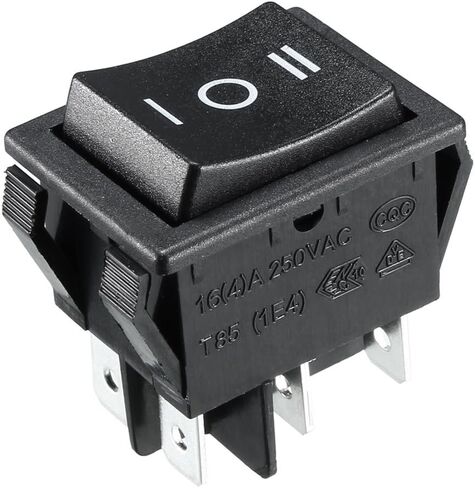 uxcell DPDT On/Off/On 3 Position 6Pin Snap Boat Rocker Toggle Switch,Black,AC 16A/125V 16A/250V,for Boat,Household Appliances in Saudi Arabia