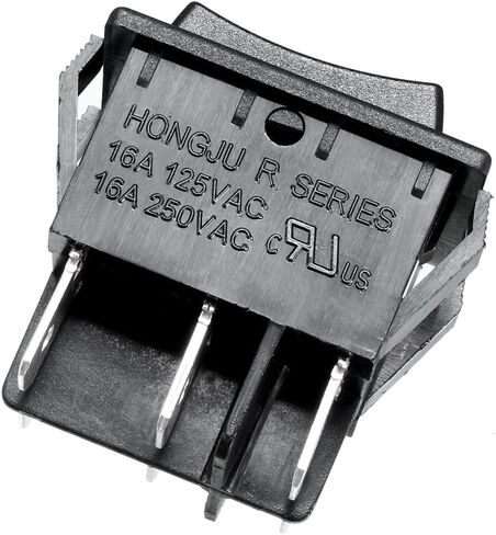 uxcell DPDT On/Off/On 3 Position 6Pin Snap Boat Rocker Toggle Switch,Black,AC 16A/125V 16A/250V,for Boat,Household Appliances in Saudi Arabia